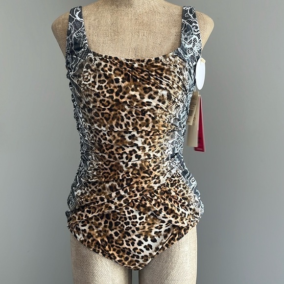 Gottex Square Neck One Piece Swimsuit size 14 - Picture 4 of 8